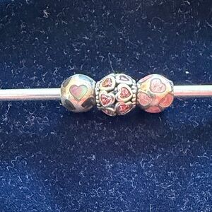 Pandora vintage heart charm trio